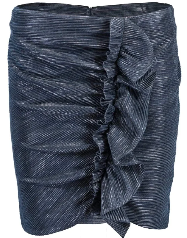 Willa Solid and Metallic Mini Skirt ruffled skirt detail