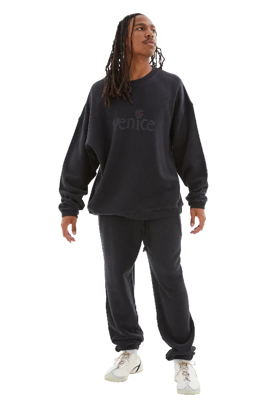 Unisex Venice Crew Neck Sweatshirt (Black) Hoodie with Crew Neck Simple Timeless