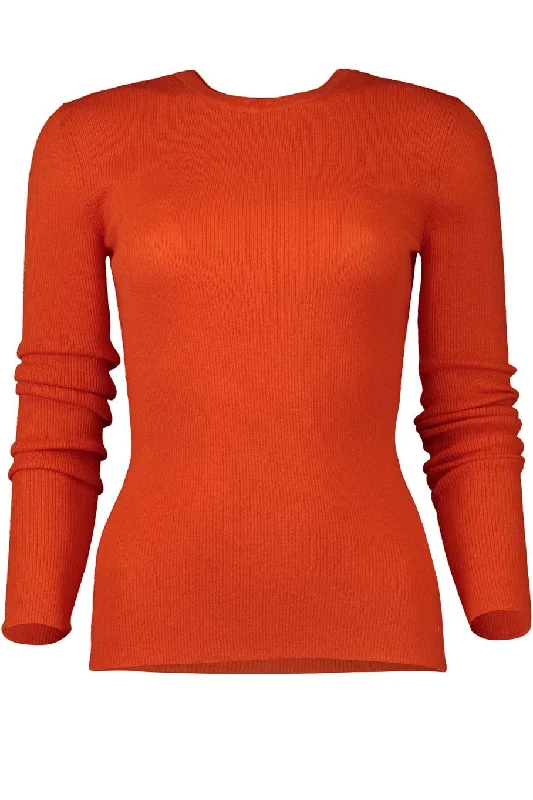 Hutton Pullover - Orange Asymmetrical Neck Pullover