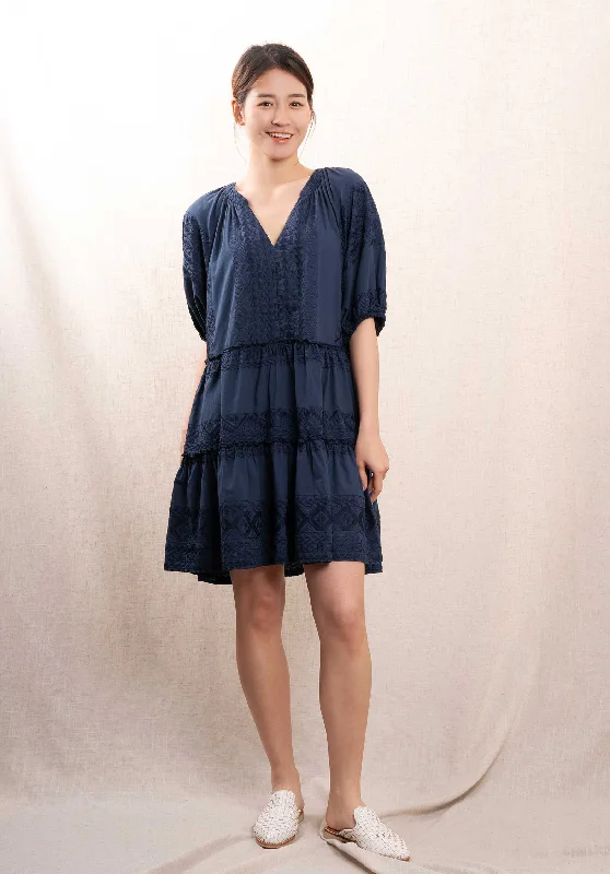 Dress 330662 Navy-Blue-Total Tunics Handmade artisanal