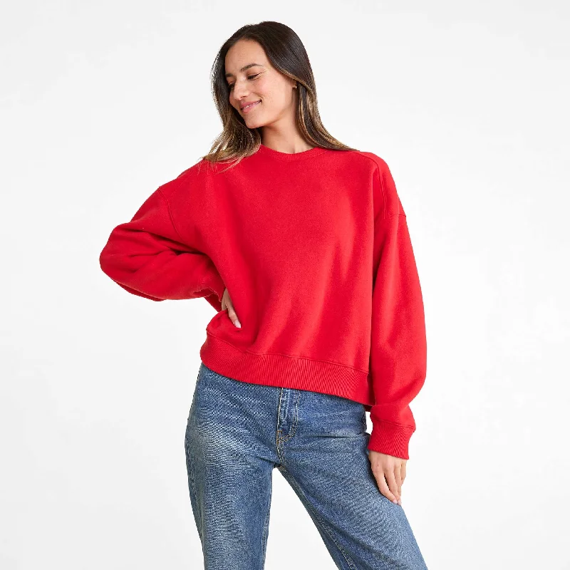 Classic Crewneck Sweatshirt | Cherry Hoodie with Hem Ribbing Snug Secure