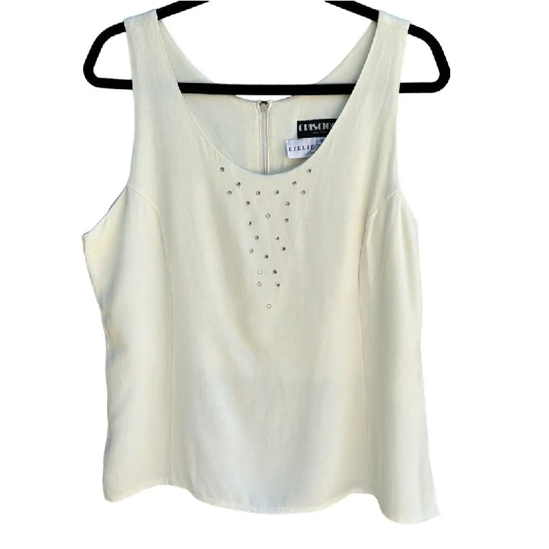 Lillie Rubin By Criscione Vintage Rhinestone Embellished Sleeveless Tank Top S chic tank top Lillie Rubin By Criscione Vintage Rhinestone Embellished Sleeveless Tank Top S chic tank top