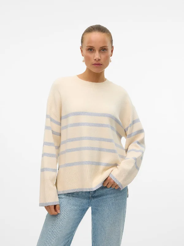 Γυναικεία μπλούζα πλεκτή VMSABA LS O-NECK STRIPE PULLOVER GA NOOS 10278319 | 10278319 Cable Knit Chunky