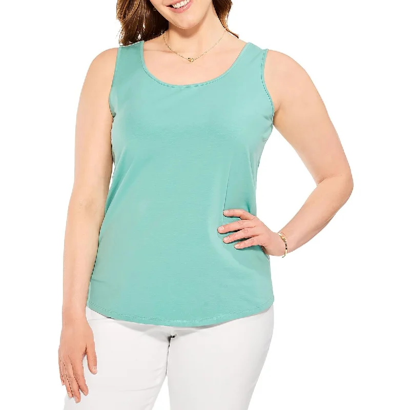 Plus Womens Knit Scoop Neck Tank Top sage tank top