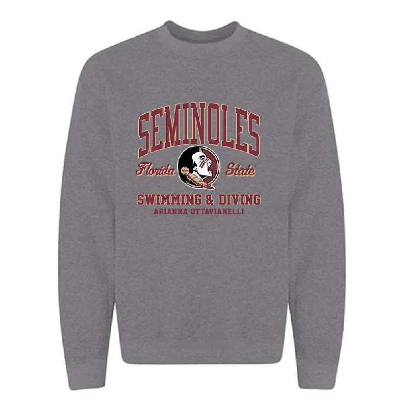 FSU - NCAA Women's Swimming & Diving : Arianna Ottavianelli - Classic Fashion Shersey Crewneck Sweatshirt Hoodie with Zipper Placket Modern Functional