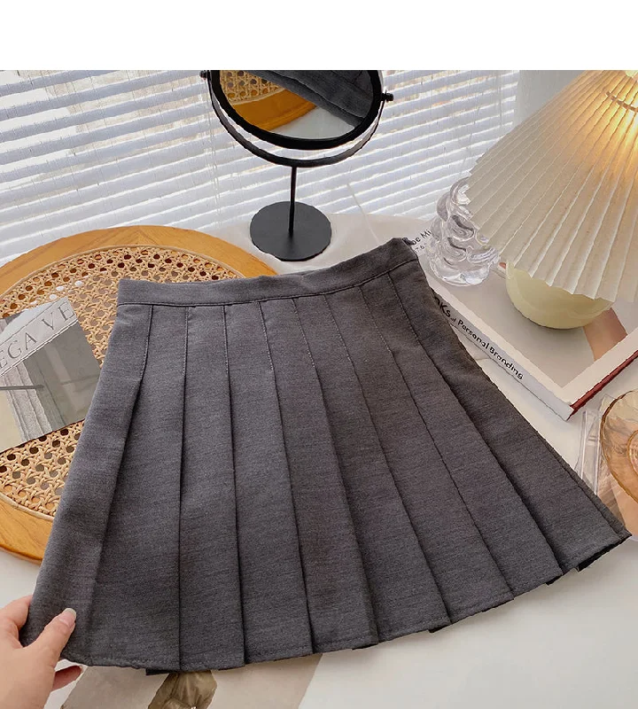 Korean version of versatile popular solid color high waist A-line skirt  5558 silk skirt luxurious