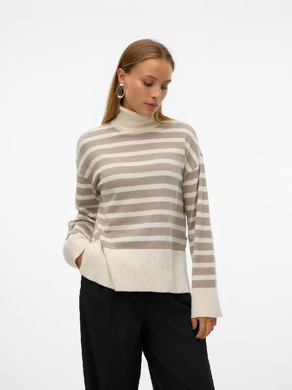 Γυναικεία μπλούζα ριγέ VMFANTASTIC LS ROLLNECK PULLOVER GA BOO 10320629 | 10320629 Mock Neck Pullover