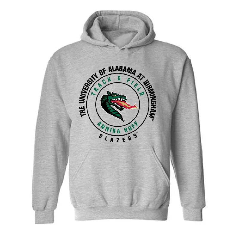 UAB - NCAA Women's Track & Field : Annika Huff - Classic Fashion Shersey Hooded Sweatshirt Hoodie with Hem Contrast Bold Stylish UAB - NCAA Women's Track & Field : Annika Huff - Classic Fashion Shersey Hooded Sweatshirt Hoodie with Hem Contrast Bold Stylish