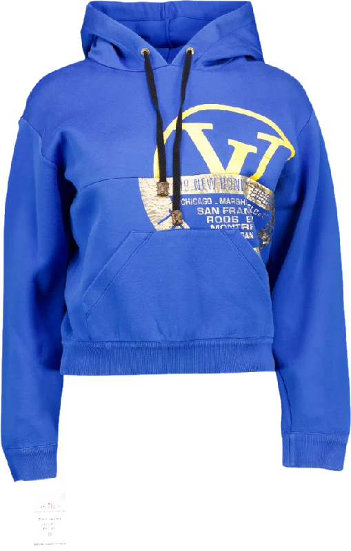 Louis Vuitton Blue Cropped Logo Embossed Hoodie UK XS Hoodie with Hem Embroidery Detailed Premium Louis Vuitton Blue Cropped Logo Embossed Hoodie UK XS Hoodie with Hem Embroidery Detailed Premium