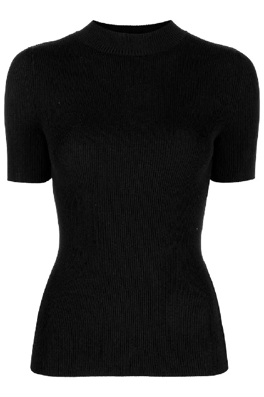 Black Knit Pullover High Neck Pullover