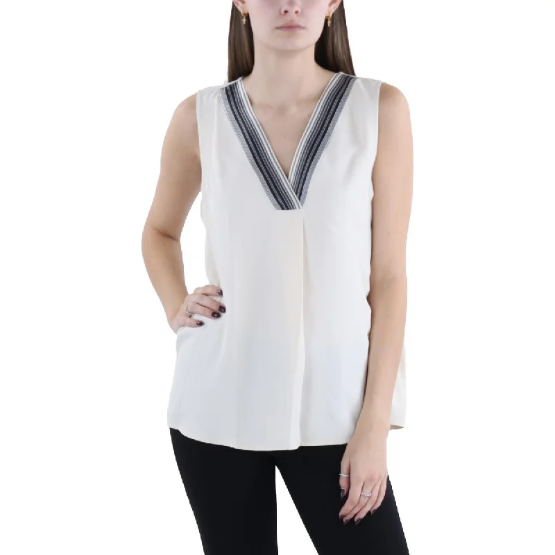 Womens Split Neck Tank Shell sheer tank top