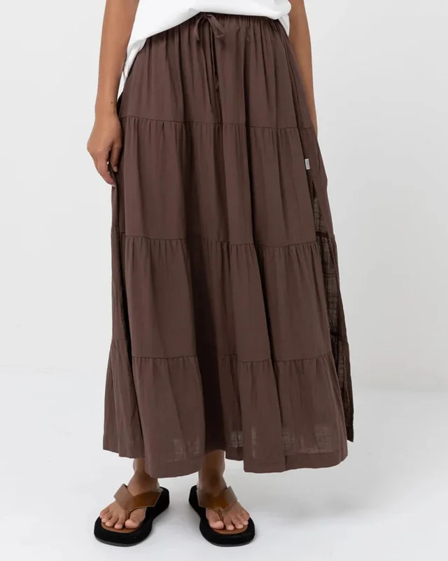 Classic Tiered Maxi Skirt chiffon skirt airy