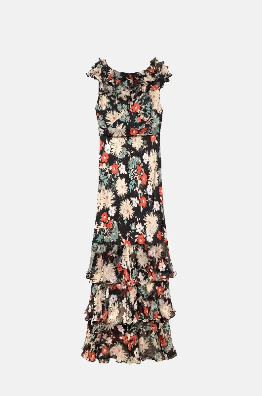 Rio Dress French Floral Black Tunics Seasonal trendy