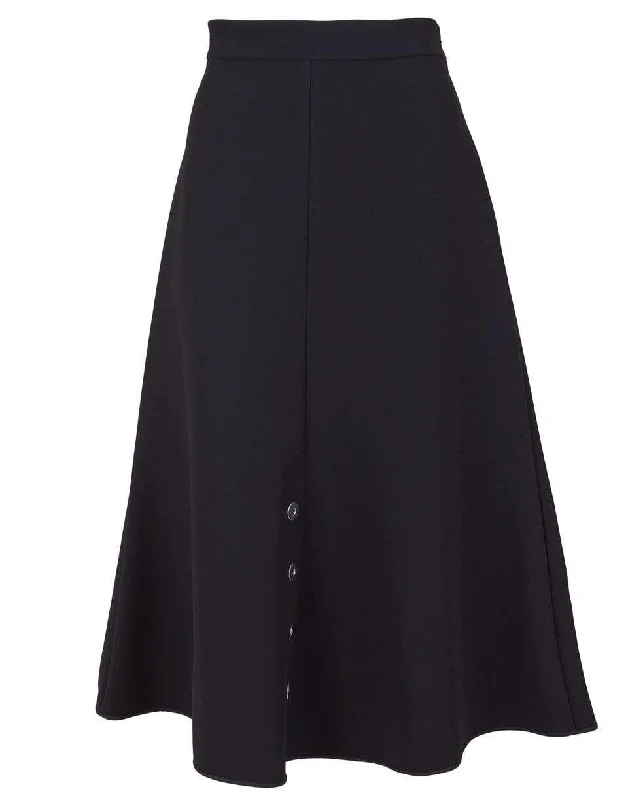 Snap Detail Midi Flare Skirt silk skirt elegant