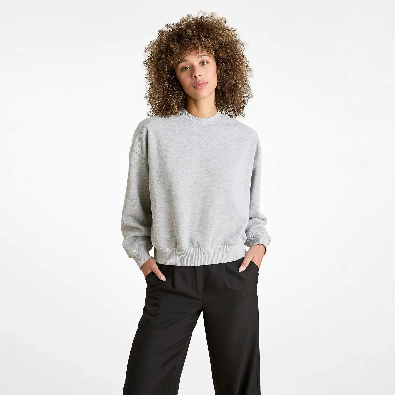 Classic Crewneck Sweatshirt | Heather Grey Hoodie with Back Slit Movement Comfort