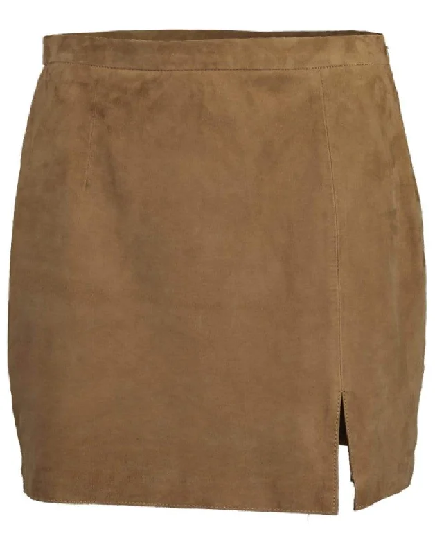 Sandstone Suede Kami Slip Skirt leather skirt durable