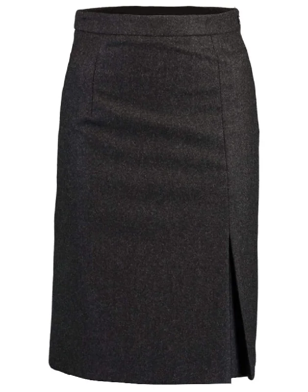 Wool Flannel Slit Skirt button skirt front