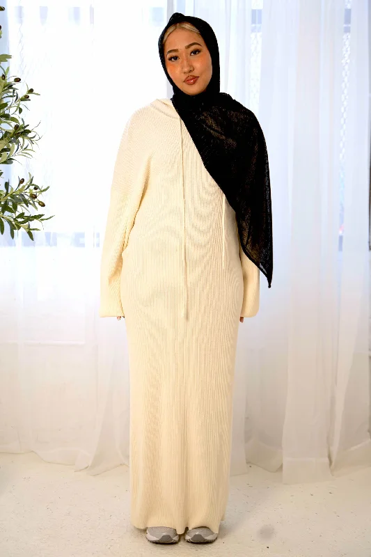 Hoodie Ribbed Sweater Dress Hoodie with Pocket Utility Practical