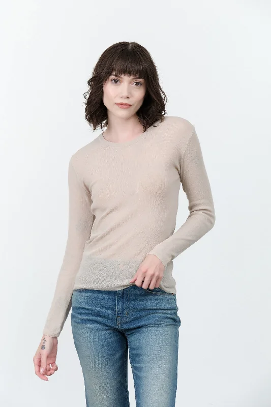 Cotton Pullover in Ecru Long Sleeve Pullover