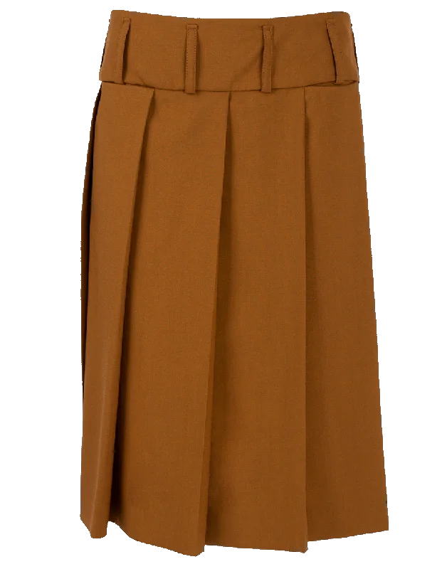 Pleated Wool Skirt silk skirt lustrous