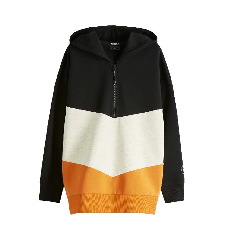 Scotch & Soda Womens Colour Block Hooded Sweatshirt, Black/Cream/Yellow Hoodie Crop Top Short Trendy Scotch & Soda Womens Colour Block Hooded Sweatshirt, Black/Cream/Yellow Hoodie Crop Top Short Trendy