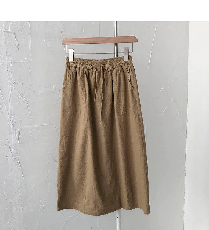 New Korean version simple and versatile elastic waist skirt  5685 wool skirt warm