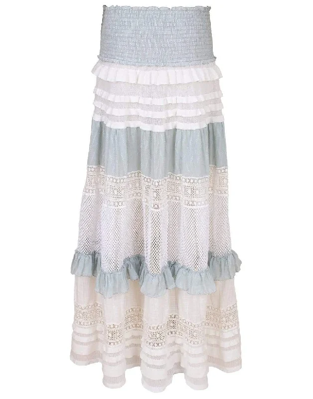 Knit Ruffle Maxi Skirt lace skirt elegant