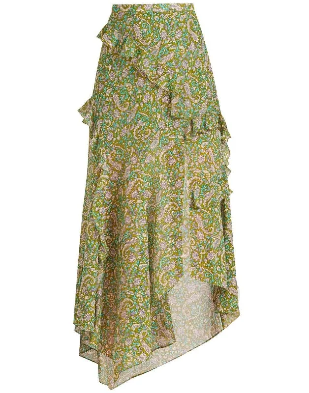 Fern Multi Eleonora Paisley Midi Skirt velvet skirt rich