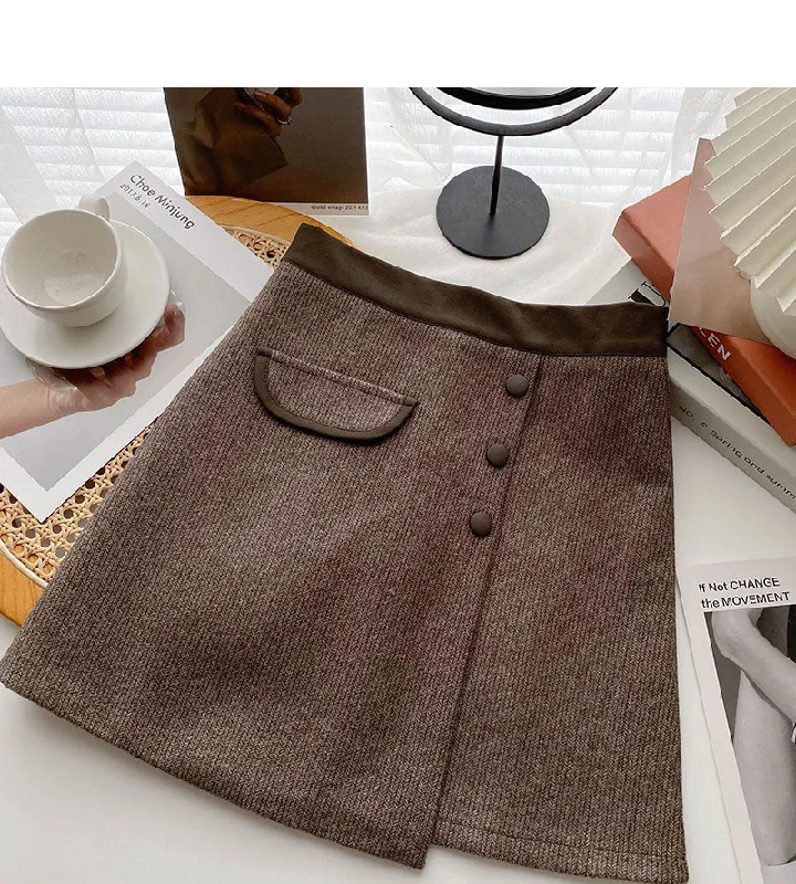 New Korean style personalized thin split high waist skirt  5544 corduroy skirt cozy