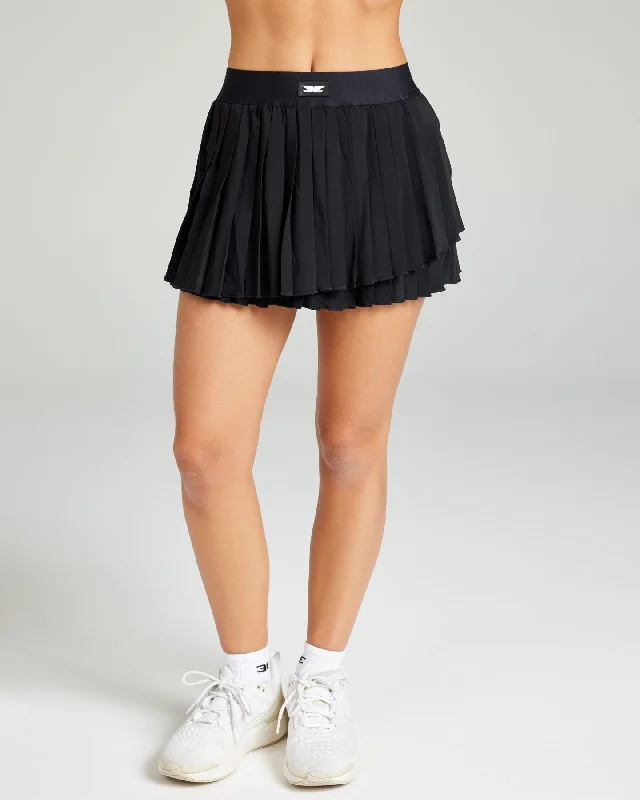 Breeze Tennis Skirt - Black midi skirt versatile