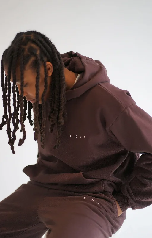 Tons Embroidered Logo Hoodie (Chocolate) Hoodie with Pastel Soft Subtle