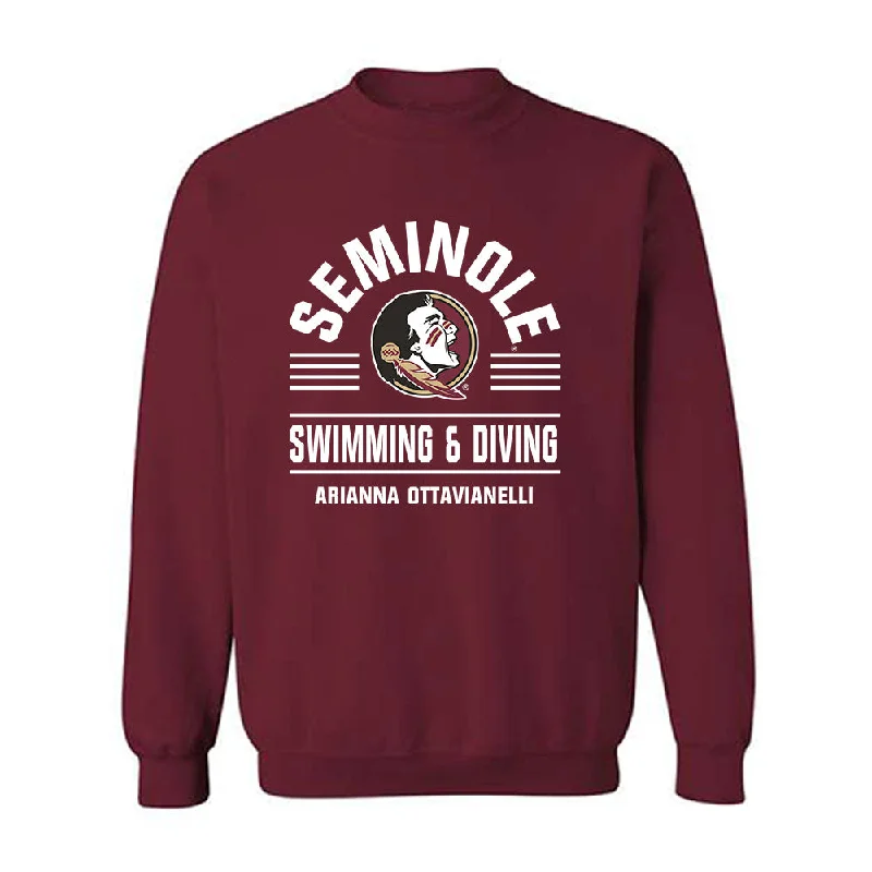 FSU - NCAA Women's Swimming & Diving : Arianna Ottavianelli - Classic Fashion Shersey Crewneck Sweatshirt Hoodie with Snap Buttons Easy Quick