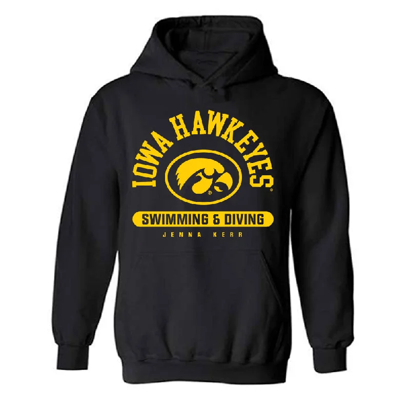 Iowa - NCAA Women's Swimming & Diving : Jenna Kerr - Classic Fashion Shersey Hooded Sweatshirt Hoodie with Side Slits Relaxed Casual