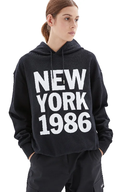 1986 Hoodie (Black) Hoodie with Oversized Fit Loose Comfortable