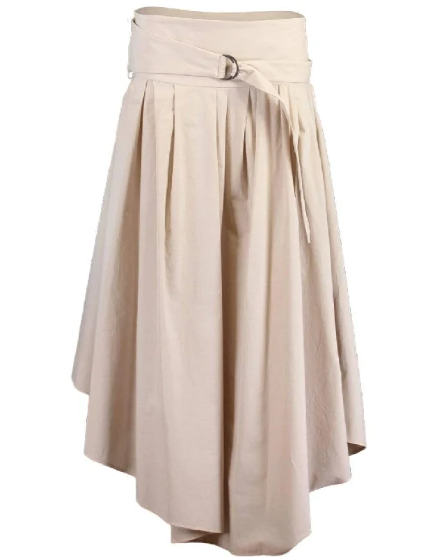 Cotton Poplin Asymmetric Midi Skirt lace skirt feminine