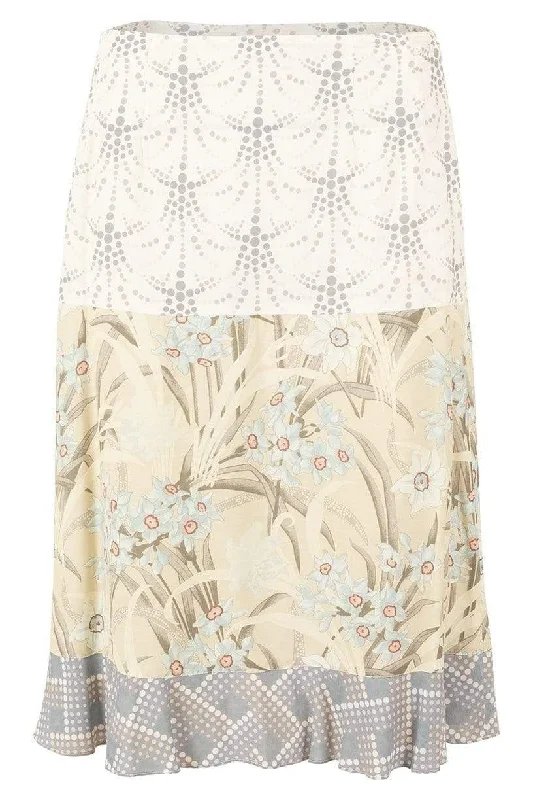 Floral Print Knee-Length Skirt tiered skirt playful