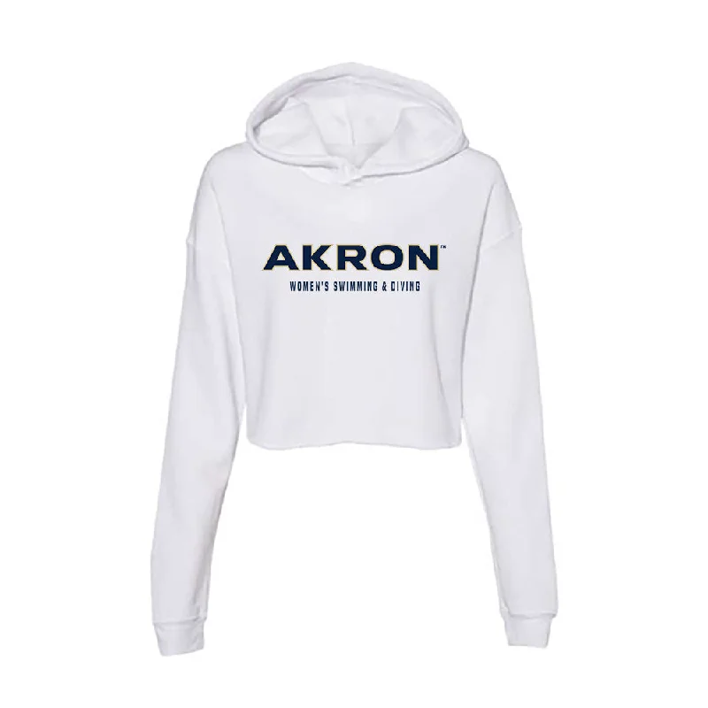 Akron - NCAA Women's Swimming & Diving : Alanis Santiago - Women's Crop Fleece Hoodie Hoodie with Belted Waist Structured Tailored Akron - NCAA Women's Swimming & Diving : Alanis Santiago - Women's Crop Fleece Hoodie Hoodie with Belted Waist Structured Tailored