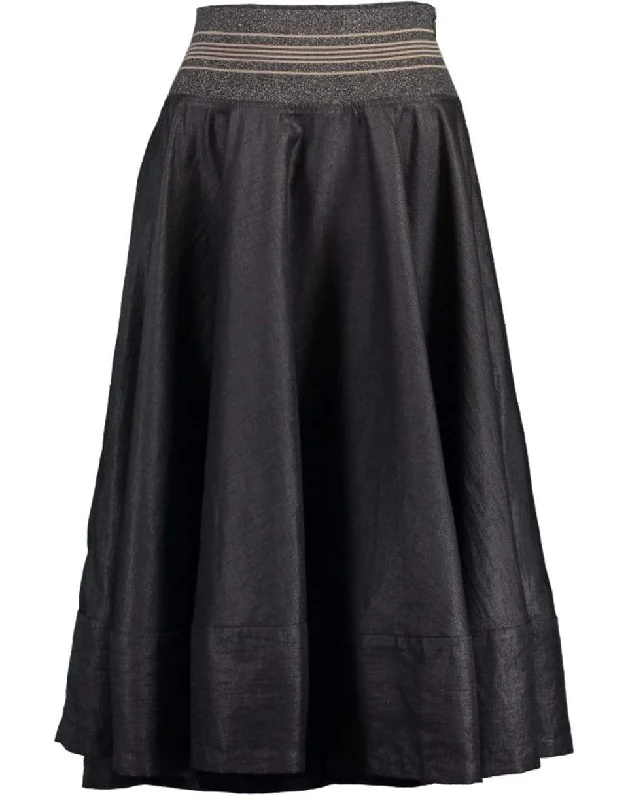 Black Asymmetrical Linen Skirt denim skirt casual