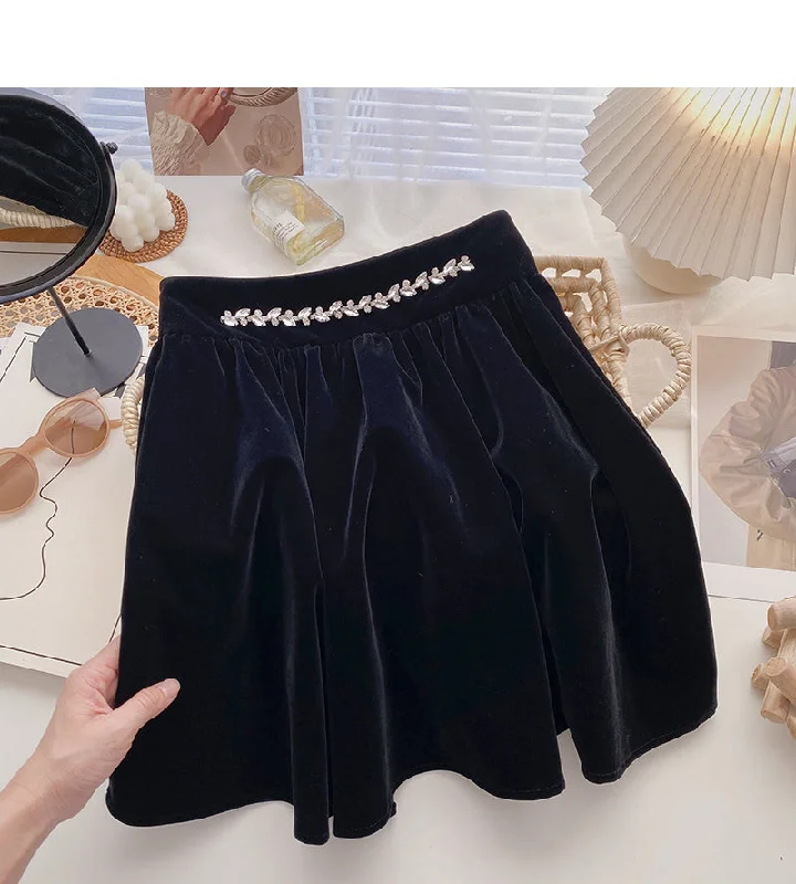 New Korean version of xiaoxiangfeng A-shaped umbrella skirt  5600 spandex blend skirt