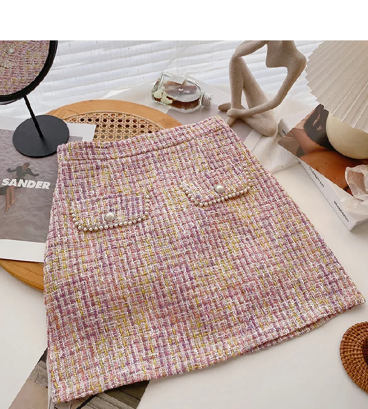 Korean version of A-shaped skirt with thin, fragrant style and tweed  5616 corduroy skirt durable