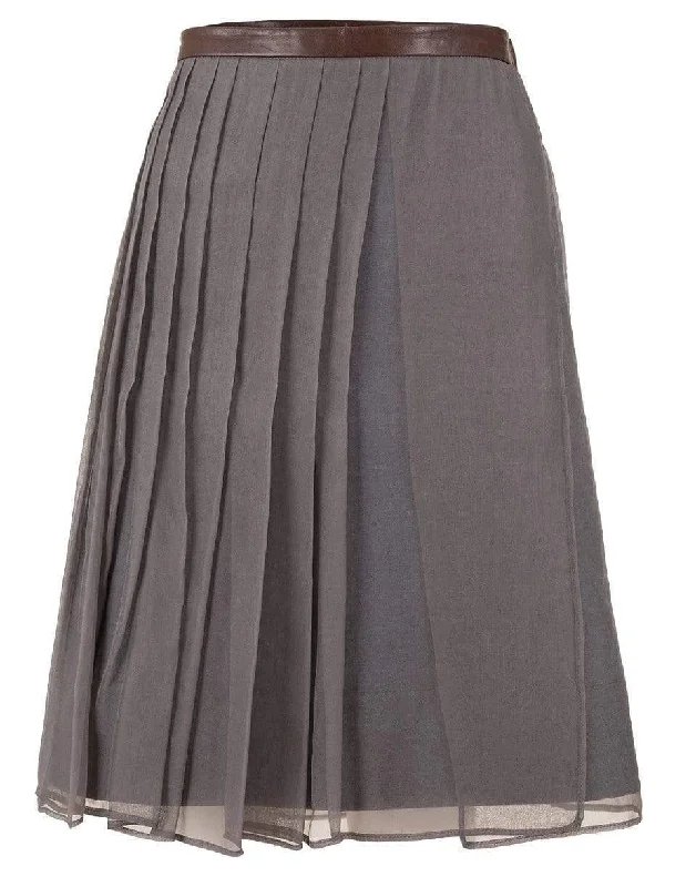 Leather Waist Pleated Skirt belted skirt waist