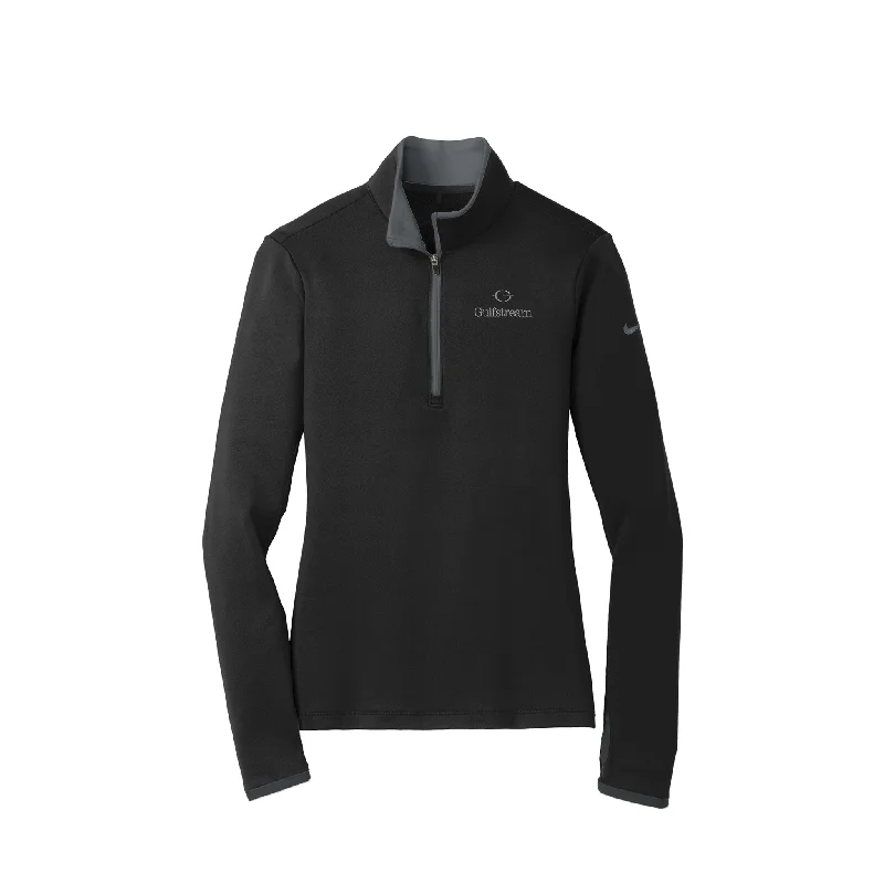 Nike® Women's Quarter Zip Pullover - Black Ruffled Neck Pullover