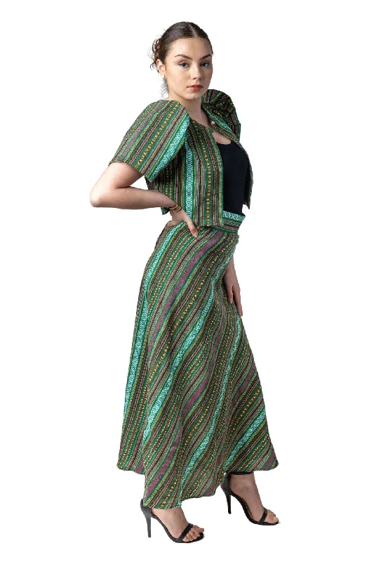 WS24 - Baro't Saya Ethnic Filipiniana Green - Bolero and Skirt Set leather skirt refined