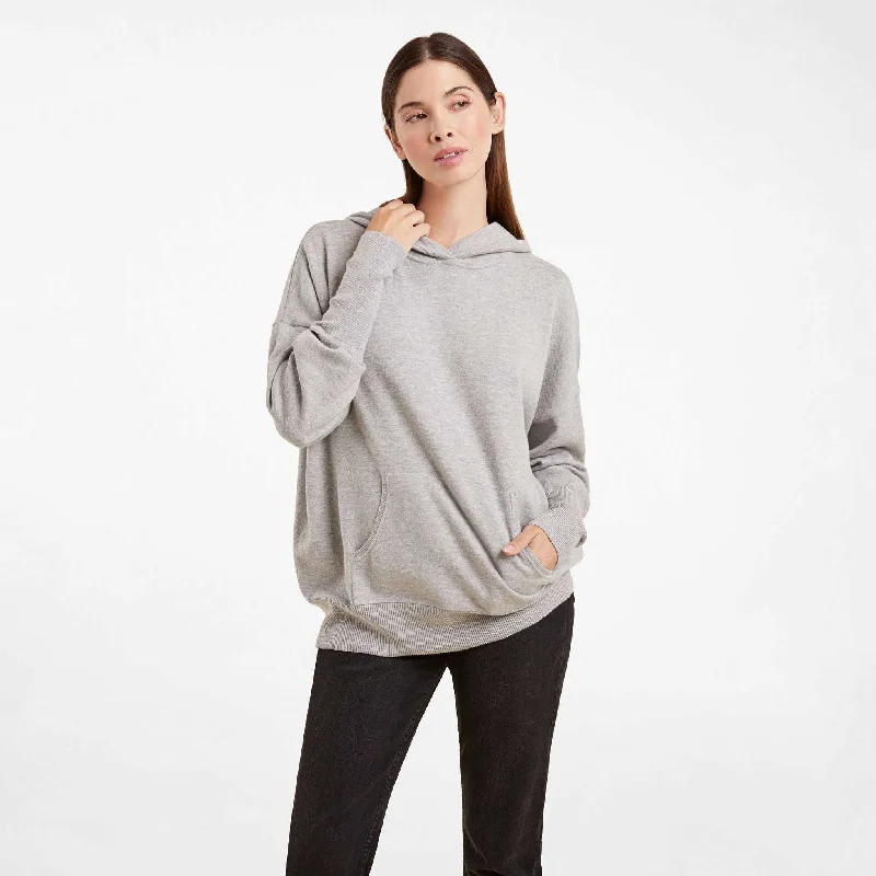 Luxe Knit Hoodie | Heather Grey Hoodie with Slit Hem Functional Movement
