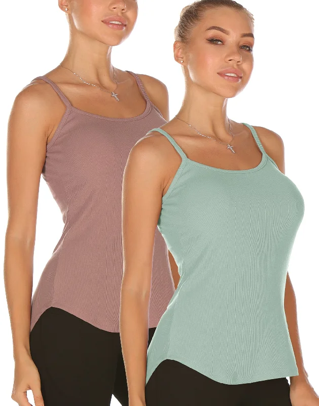 icyzone Undershirts Tank Tops for Women - Spaghetti Adjustable Strap Cami Tops(Pack of 2) boho tank top icyzone Undershirts Tank Tops for Women - Spaghetti Adjustable Strap Cami Tops(Pack of 2) boho tank top