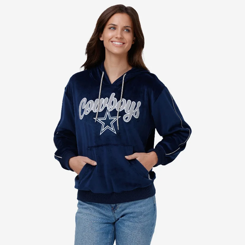 Dallas Cowboys Womens Velour Hooded Sweatshirt Hoodie with Ribbed Cuffs Snug Fit Comfort Dallas Cowboys Womens Velour Hooded Sweatshirt Hoodie with Ribbed Cuffs Snug Fit Comfort
