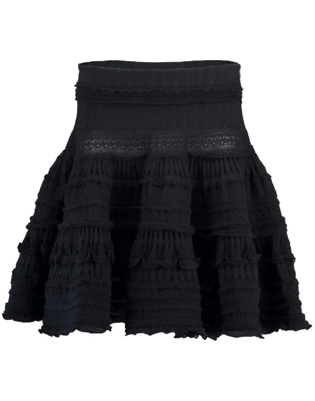 Mesh Laine Knit Skirt leather skirt modern