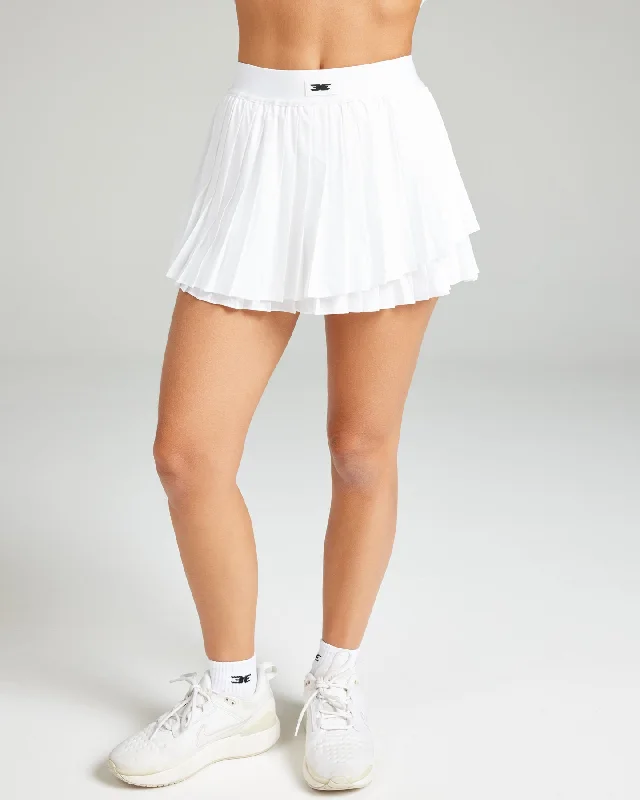 Breeze Tennis Skirt - White a-line skirt cut