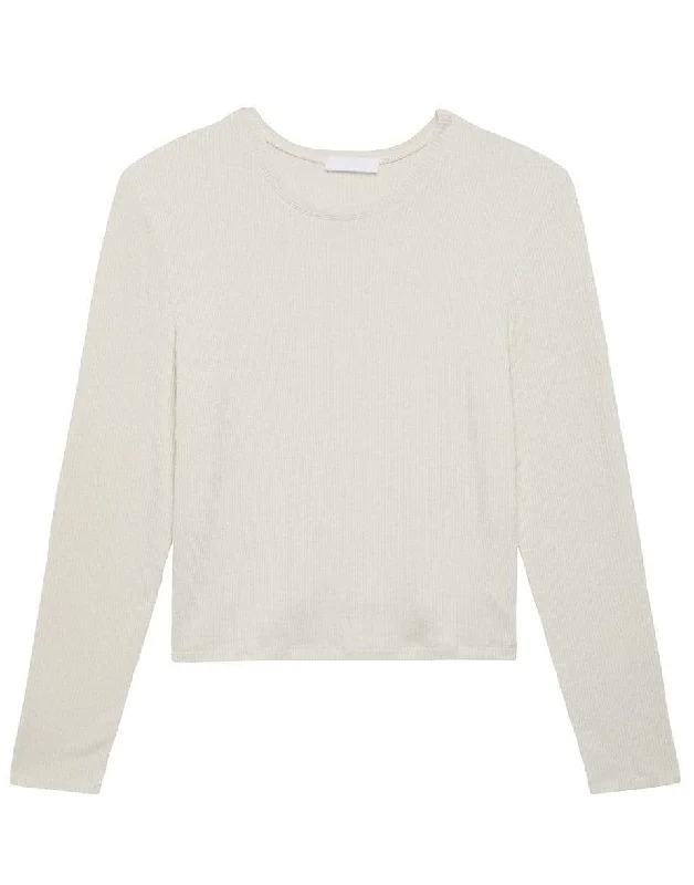 Ribbed Pullover Top Open Neck Pullover