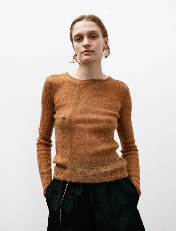 Ussi Mohair Pullover Chestnut Mock Neck Pullover